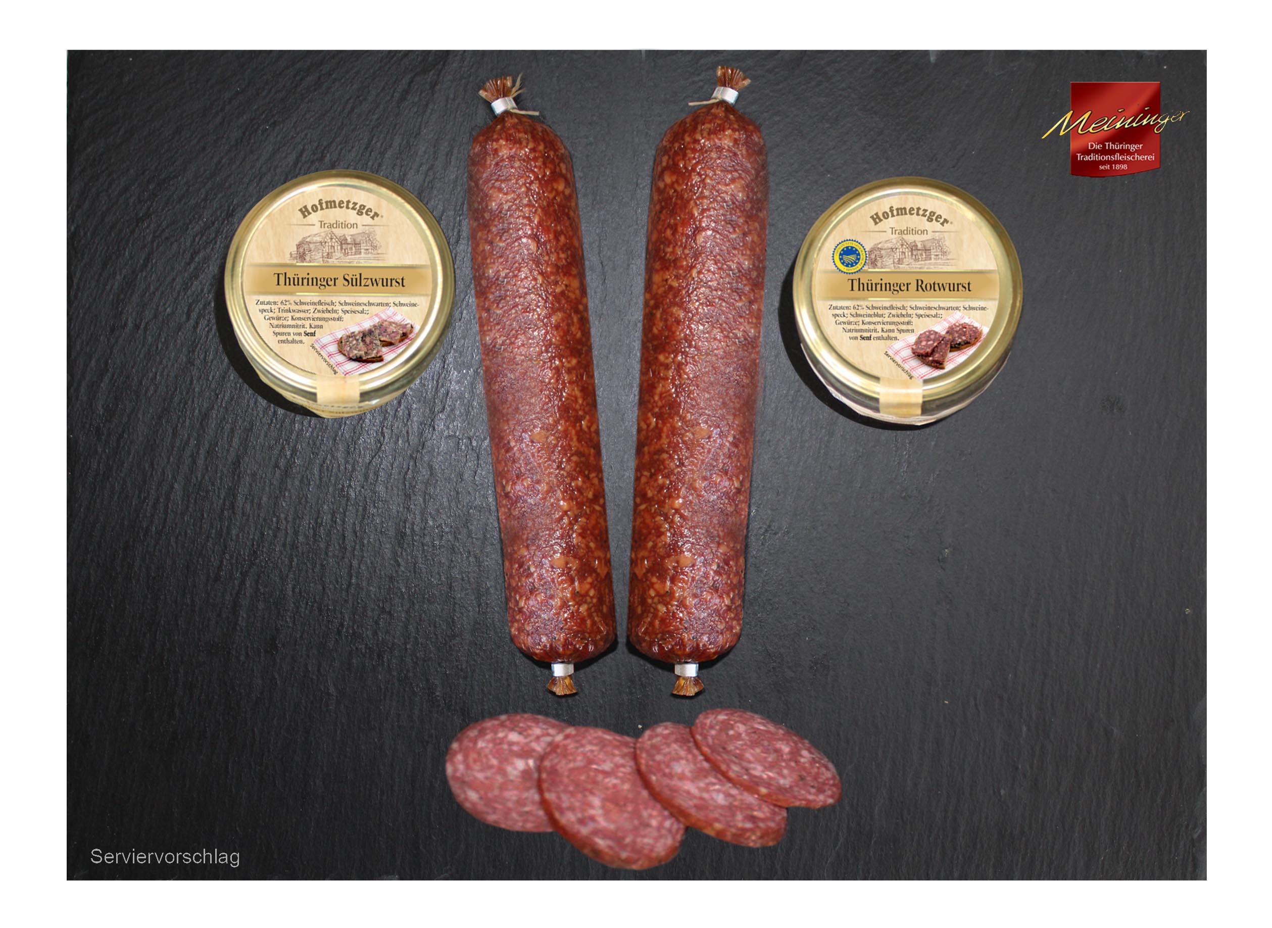 Set der Hausmarke Hofmetzger I Sülzwurst I Rotwurst I Deutsche Salami